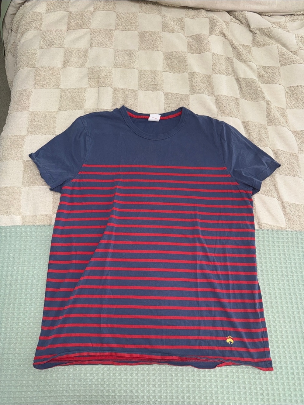 Brooks Brothers Feeder Stripe T-Shirt Mens XL Navy Blue Red Short Sleeve Tee